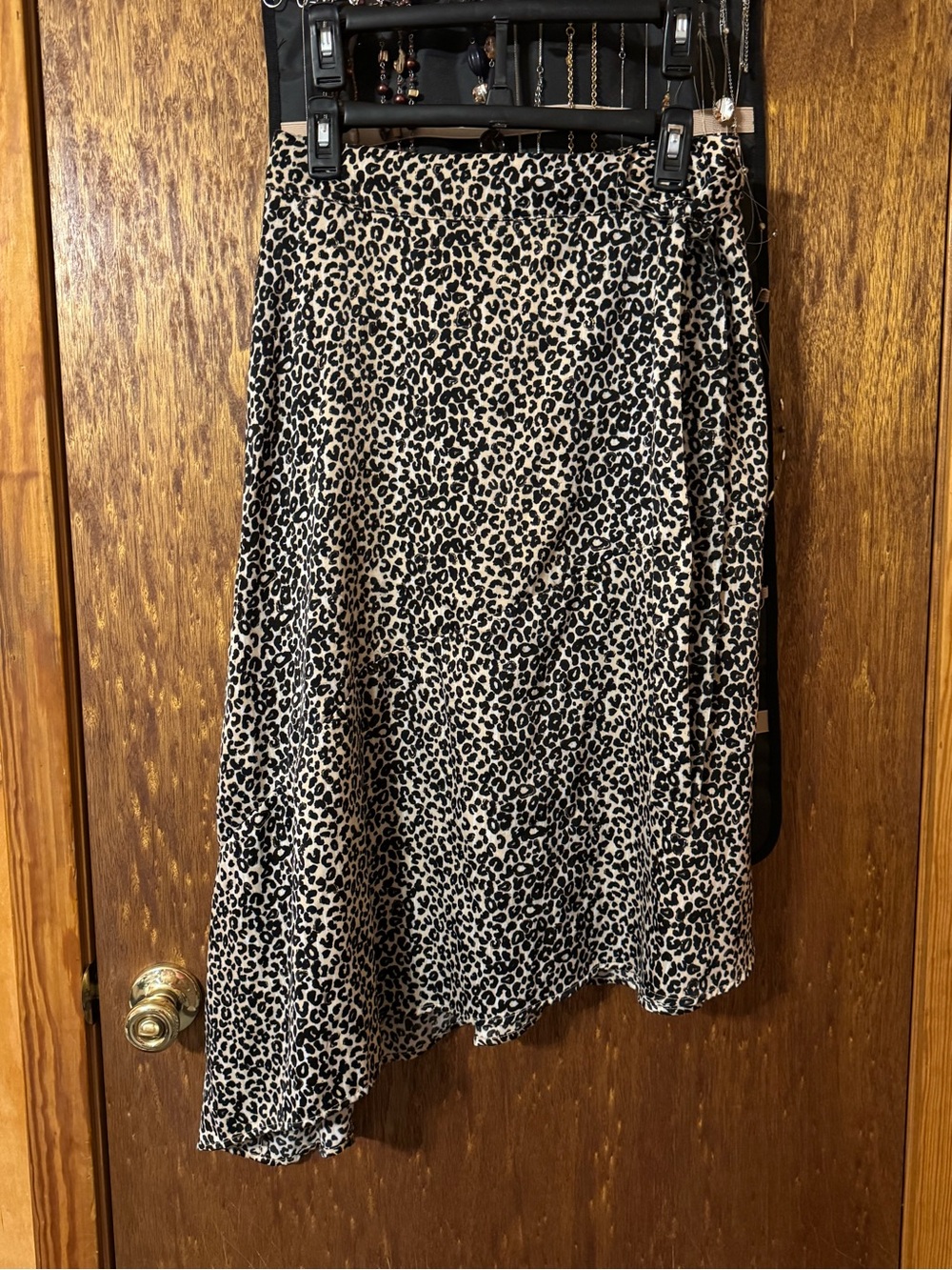 Nine West Leopard Print Asymmetrical Skirt - Black and Cream